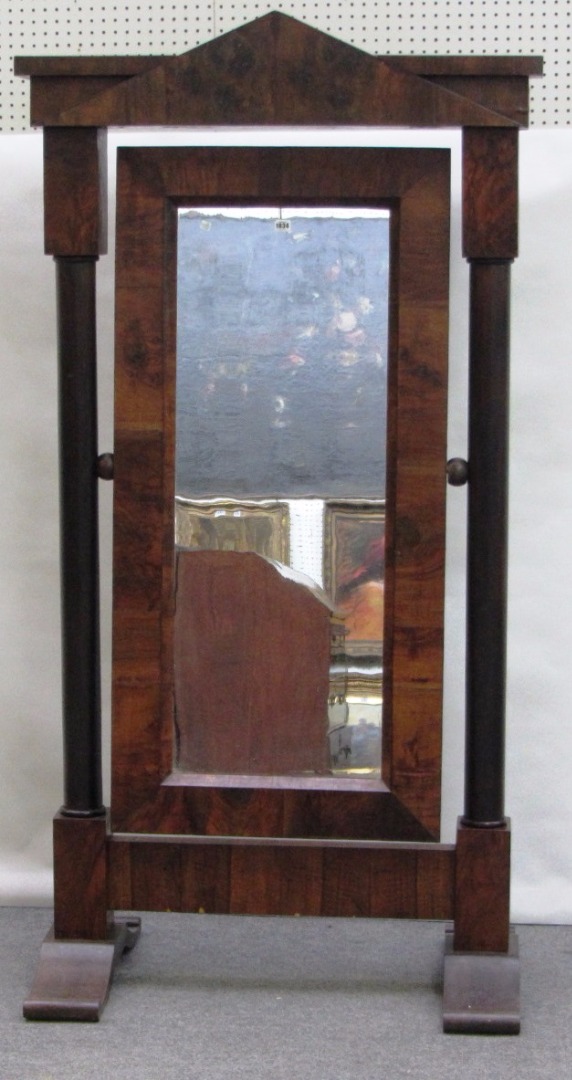 Appraisal: A th century German mahogany and stained beech framed cheval