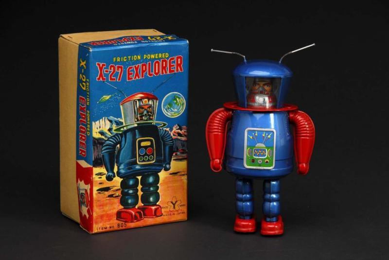 Appraisal: Tin X- Explorer Robot Description Japanese Made by Yonesowa Working