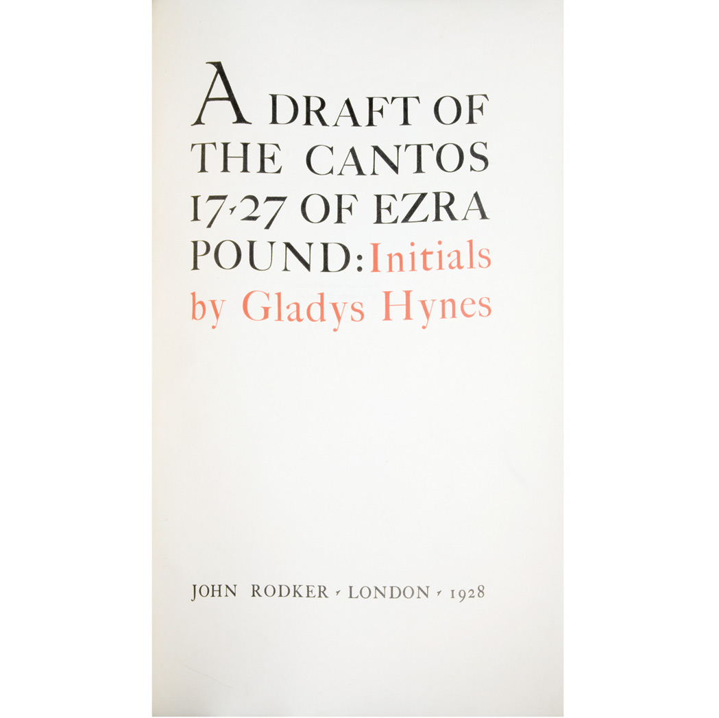 Appraisal: POUND EZRA A Draft of the Cantos - London John