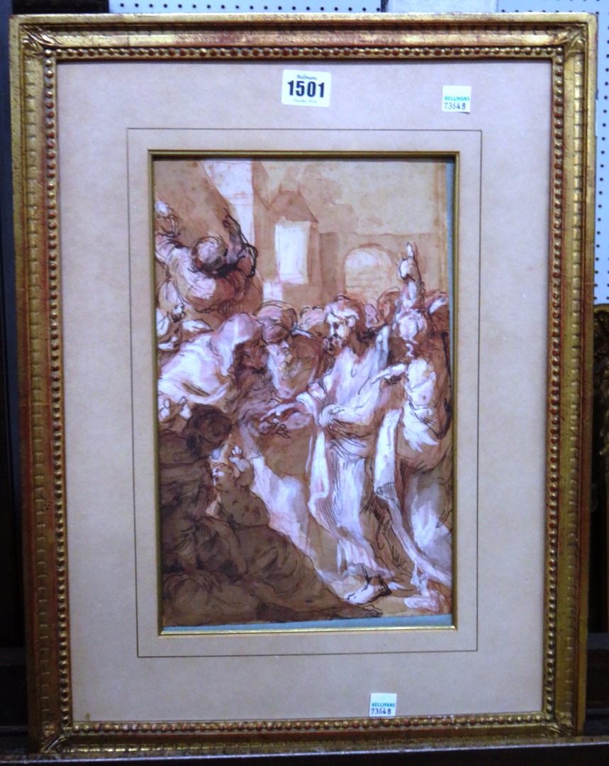 Appraisal: Italian School th century Biblical scene pen ink sepia wash