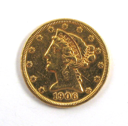 Appraisal: U S FIVE DOLLAR GOLD COIN Liberty head type -S