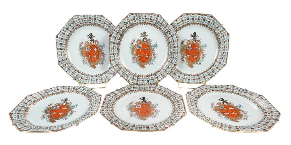 Appraisal: Six Chinese Export Armorial Plates Arms of Chase circa Qianlong