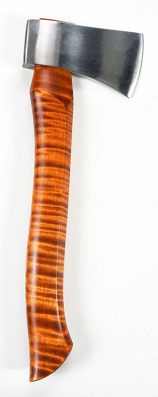 Appraisal: Lee Reeves Hatchet single bit head tiger maple handle overall