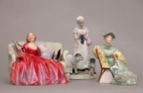 Appraisal: Grouping of Three Hand Painted Porcelain Figurines This lot includes