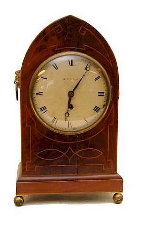 Appraisal: Early Mahogany and Brass Inlaid Bracket Clock Early Mahogany and