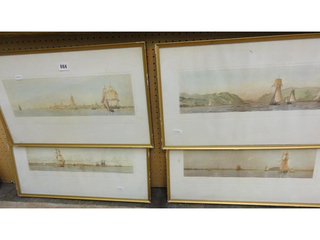 Appraisal: A set of four coloured etchings of river and estuary