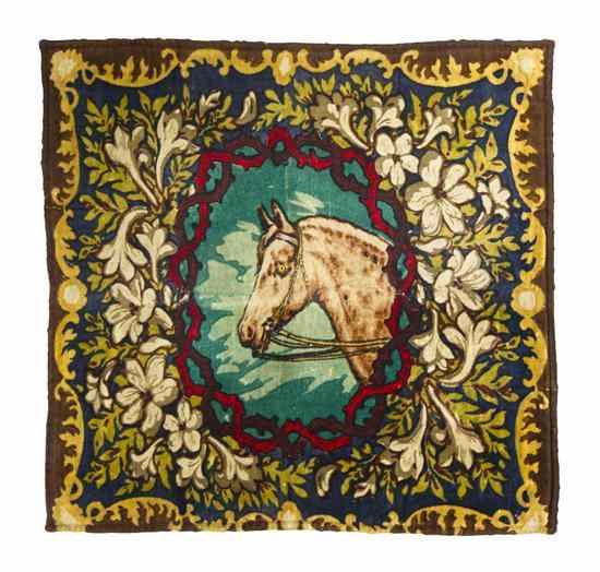 Appraisal: A Chase Glass-Eyed Horse Pattern Carriage Blanket having a central