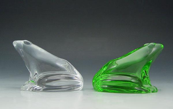 Appraisal: BACCARAT FRENCH CRYSTAL FROGS One green one clear Each ''