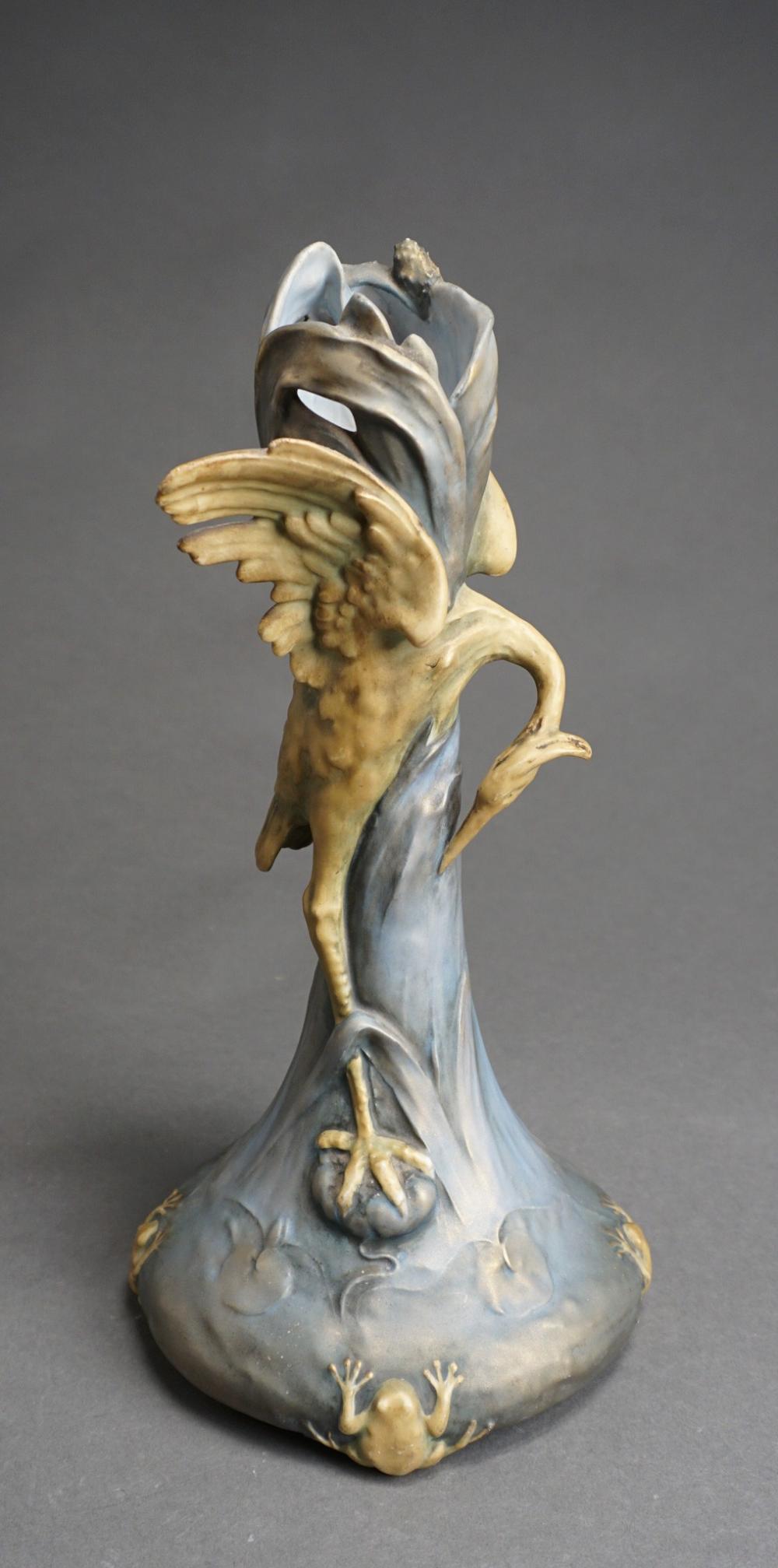 Appraisal: Ernst Wahliss Vienna Aesthetic Movement Matte Porcelain Heron Vase losses