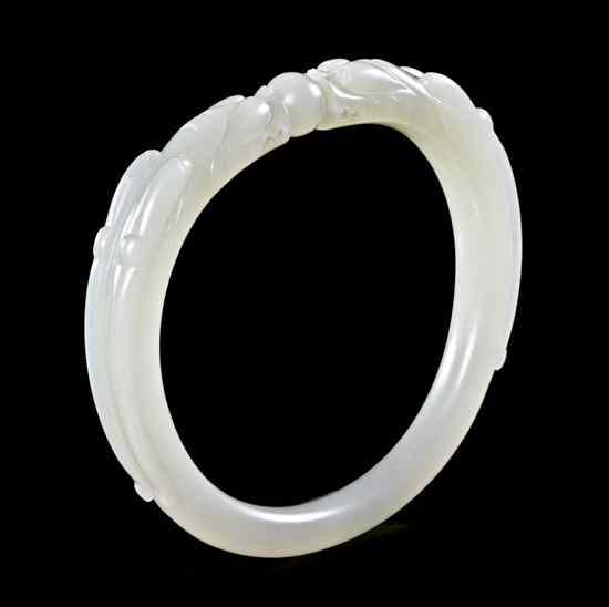 Appraisal: A White Jade Bangle of even white colored stone in