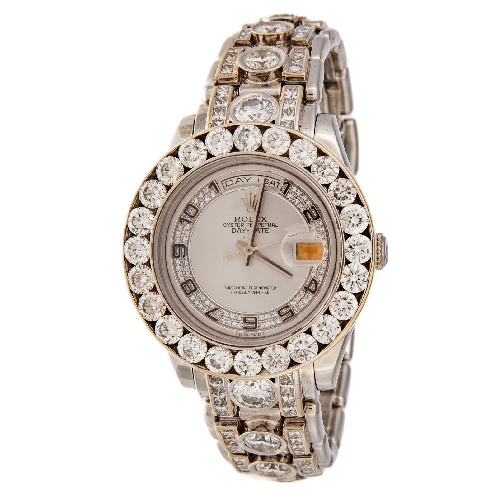 Appraisal: ROLEX DIAMOND PEARLMASTER WATCH IN PLATINUM Platinum Rolex Pearlmaster Oyster