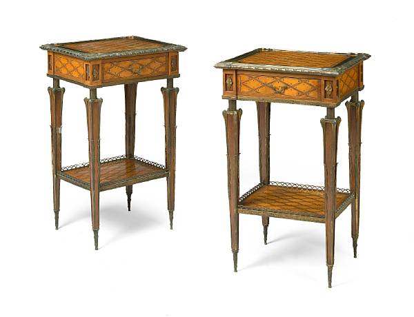 Appraisal: A pair of Louis XVI style gilt bronze mounted inlaid