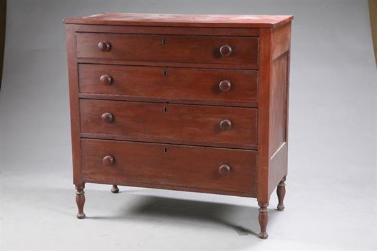 Appraisal: FOUR DRAWER CHEST In cherry Graduated drawers with wooden pulls