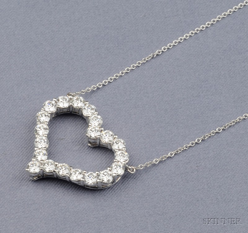 Appraisal: Platinum and Diamond Hearts Necklace Tiffany Co large size prong-set