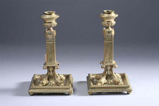 Appraisal: PAIR ENGLISH BRASS CANDLESTICKS mid- th century impressed H P