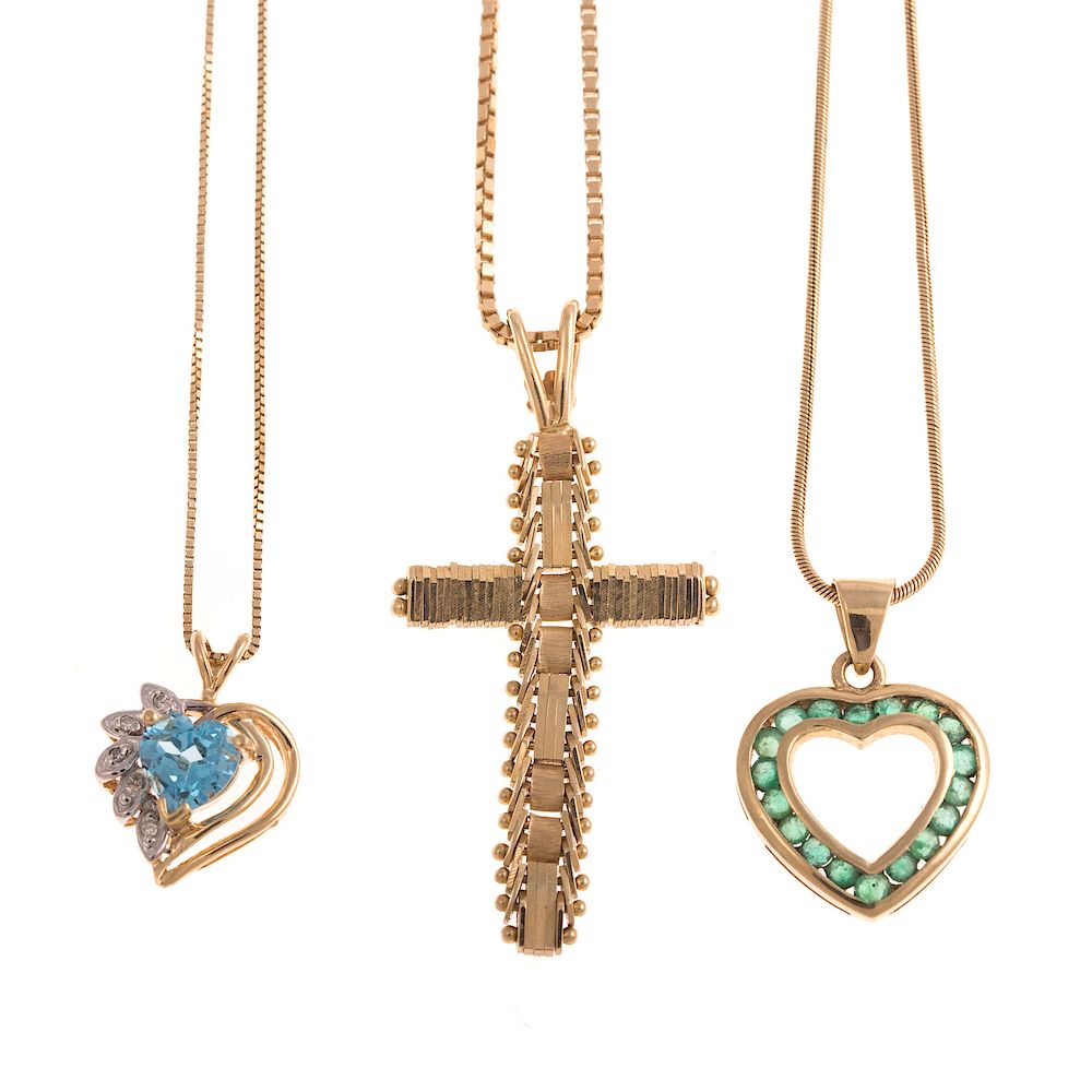 Appraisal: A Trio Of Ladies Necklaces with Gemstones in Gold K