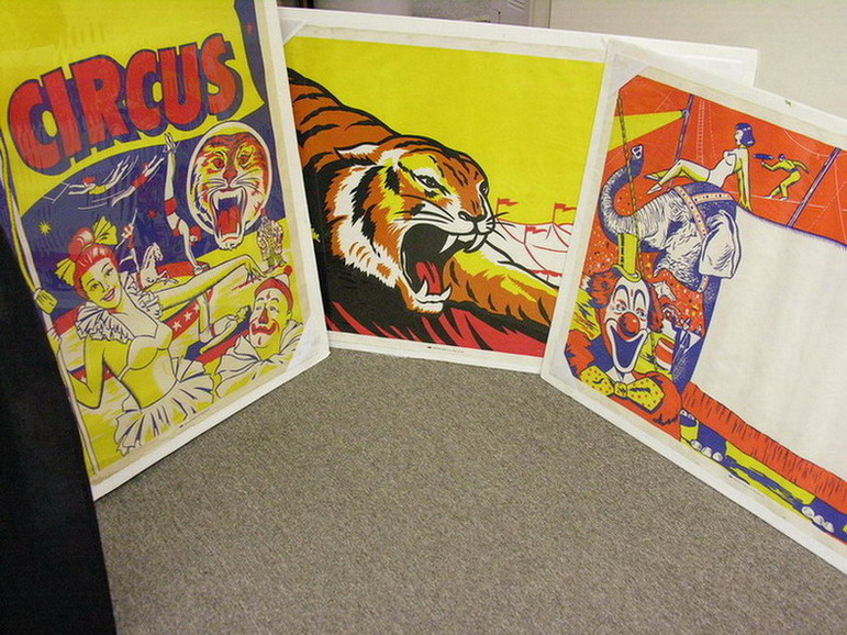 Appraisal: THREE CIRCUS POSTERS Circa 's Central Show Printing Co Mason