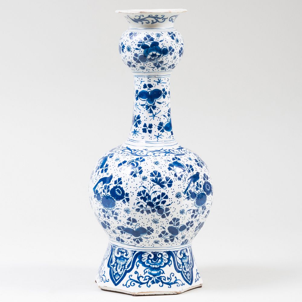 Appraisal: Delft Blue and White Faceted Vase Blue 'PKK' monogram mark