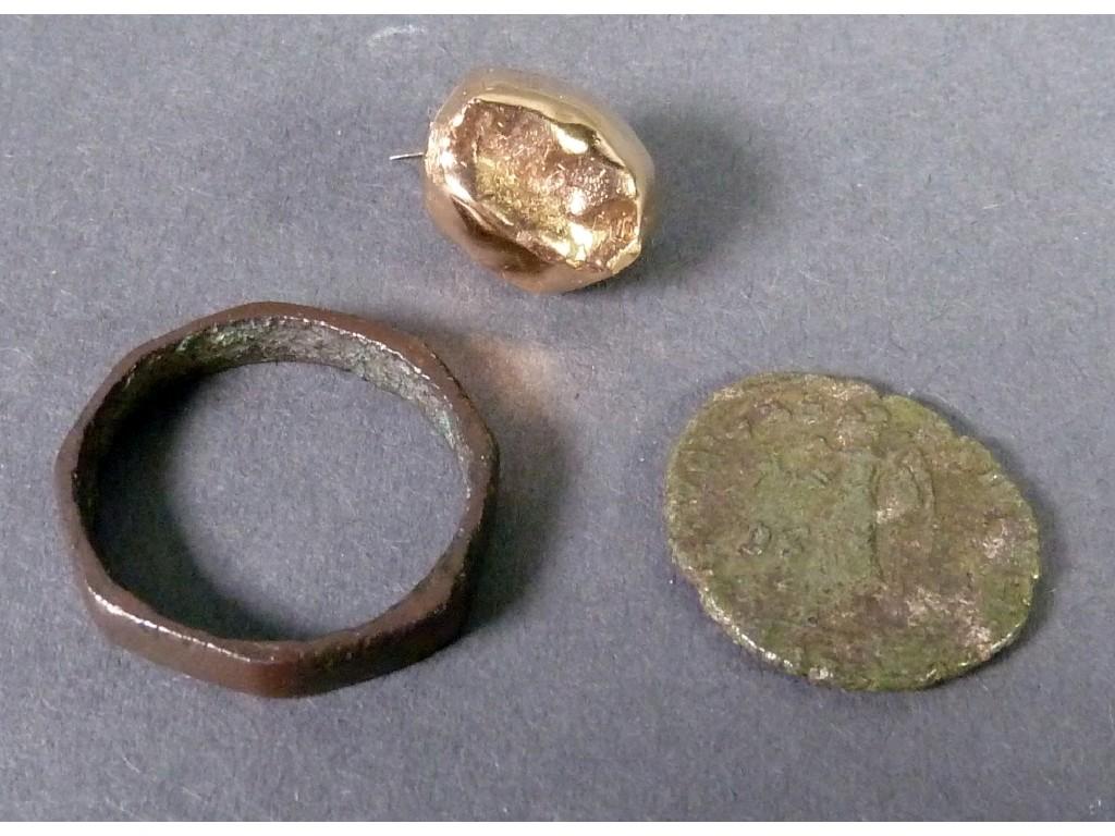 Appraisal: ROMAN CON AND ROMAN RING excavated from the Roman baths