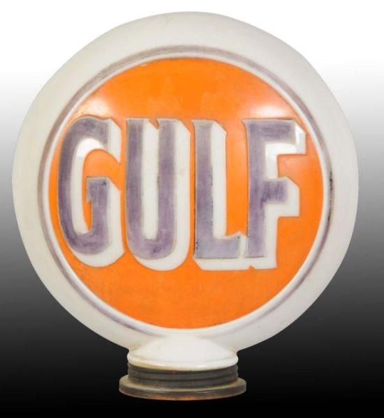 Appraisal: Embossed Milk Glass -Piece Gulf Gas Globe Description s to