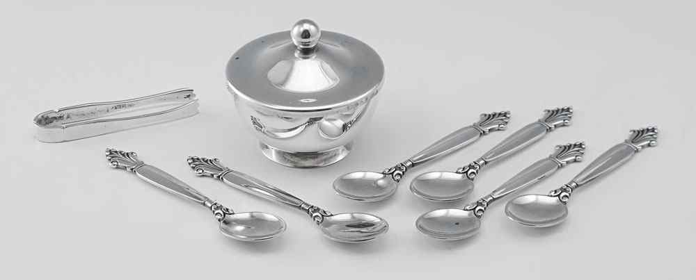 Appraisal: STERLING PIECE GEORG JENSEN ACANTHUS SALT SPOONS Circa - Jensen