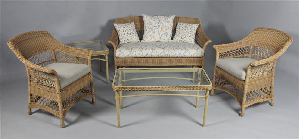 Appraisal: MODERN WIRE WRAPPED NATURAL COLOR WICKER GLIDER TWO ARM CHAIRS