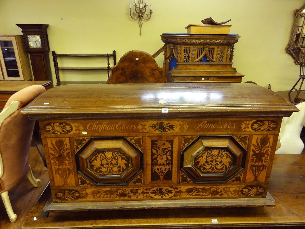 Appraisal: An early th century Scandinavian oak coffer with domed lid