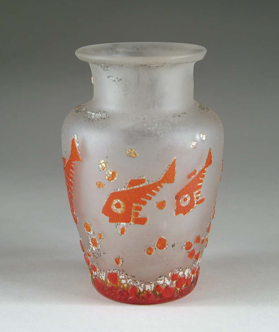 Appraisal: RARE MULLER DECO FISH VASE Extremely rare cameo shouldered vase