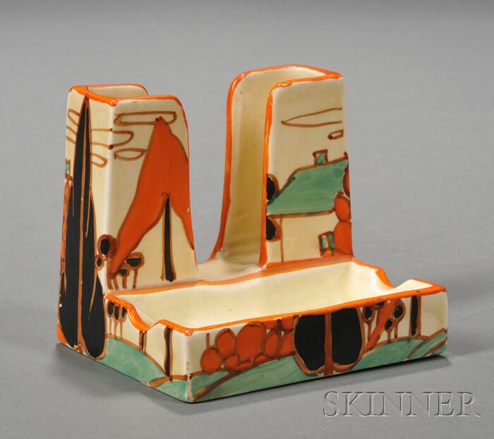 Appraisal: Clarice Cliff Fantasque Trees and House Pattern Cigarette Ashtray Stand