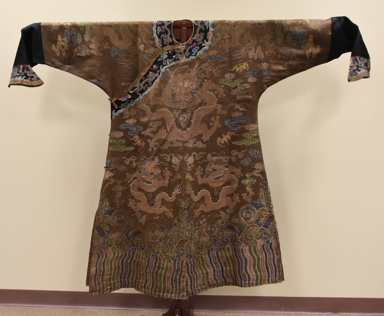 Appraisal: CHINESE IMPERIAL CHESTNUT DRAGON ROBE TH C the brown tone