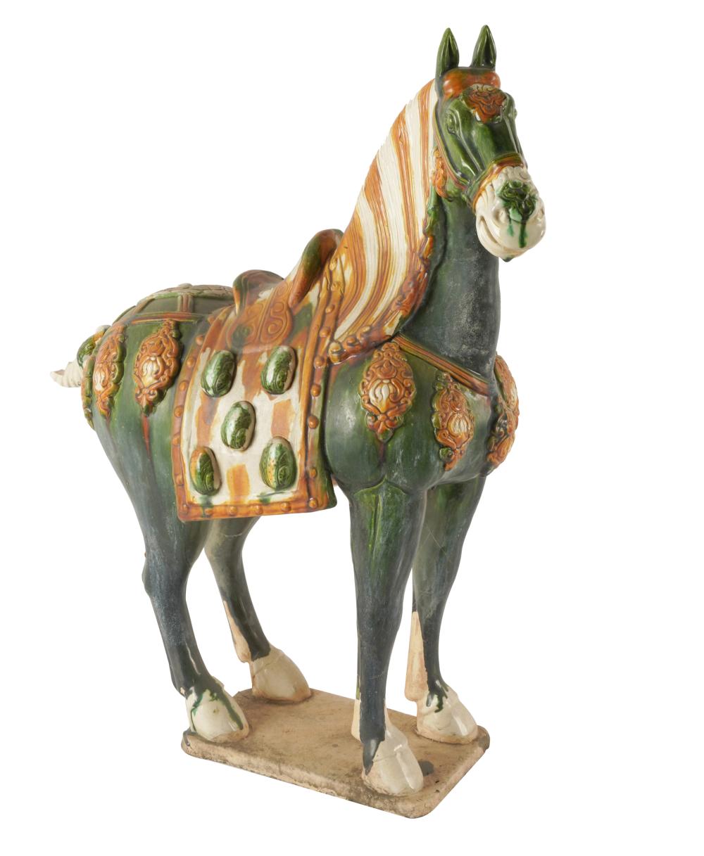 Appraisal: CHINESE POTTERY HORSE FIGURECondition chip to tail Provenance The Estate