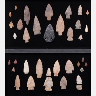 Appraisal: A Collection of Thirty-Five Native American Arrowheads th Century Largest