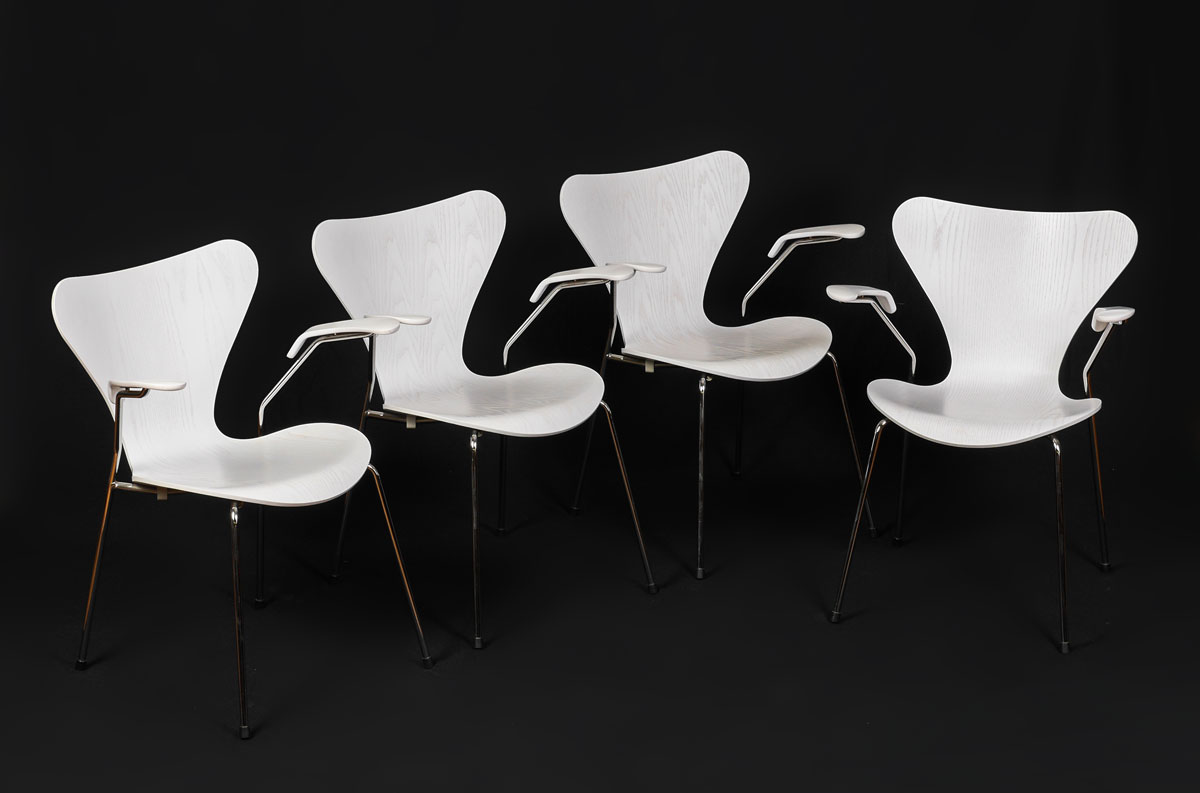 Appraisal: ARNE JACOBSEN FOR FRITZ HANSEN SERIES ARM CHAIRS Circa Arne