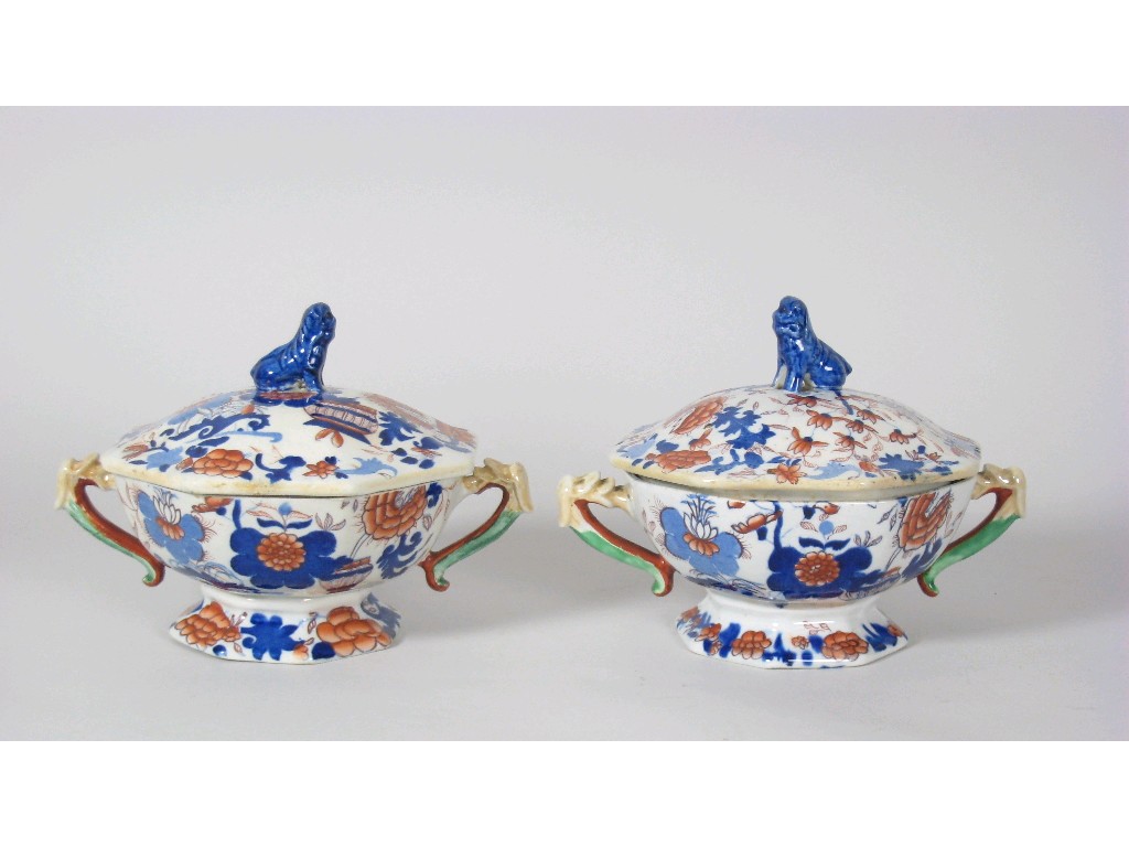 Appraisal: Pair of th Century Mason's Ironstone China octagonal Tureens and