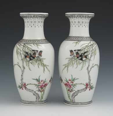 Appraisal: A Pair of Chinese Porcelain Mirror Image Vases Finely Enameled