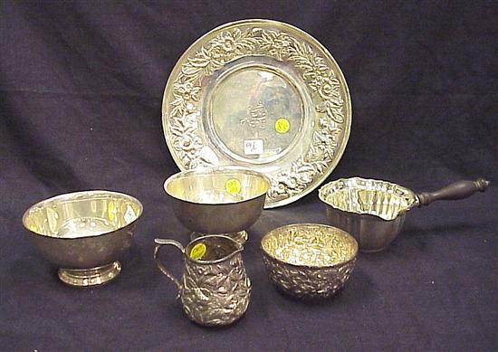 Appraisal: Sterling two small Gorham Revere style bowls Gorham Chippendale dipper