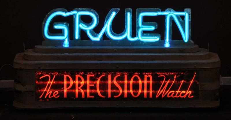 Appraisal: Gruen Can Neon Sign Description s to s Blue and