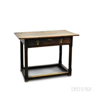 Appraisal: William Mary Oak One-drawer Tavern Table England th century the