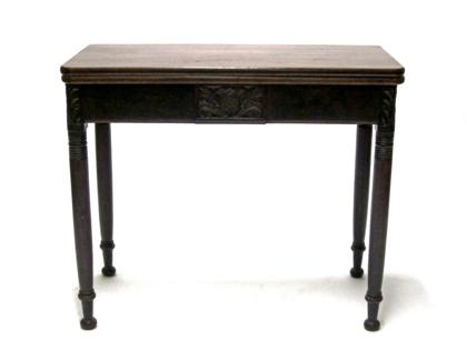 Appraisal: late Federal carved mahogany card tablecirca