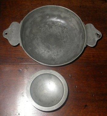 Appraisal: A th Century style pewter porringer initialled NM cm wide