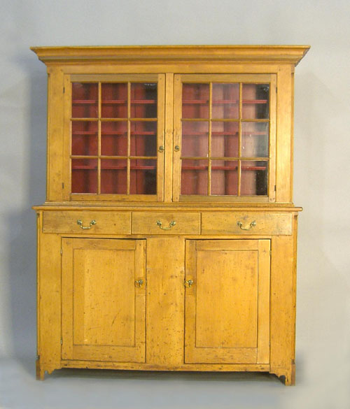 Appraisal: Pine -part Dutch cupboard early th c h w