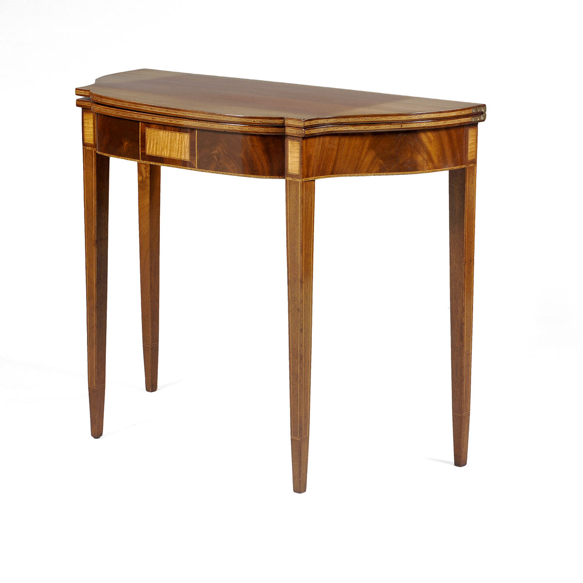 Appraisal: NEW ENGLAND HEPPLEWHITE INLAID MAHOGANY CARD TABLE The hinged top