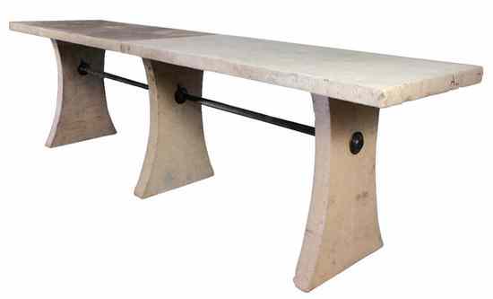 Appraisal: A Large Early French Stone Hunt Table th century having