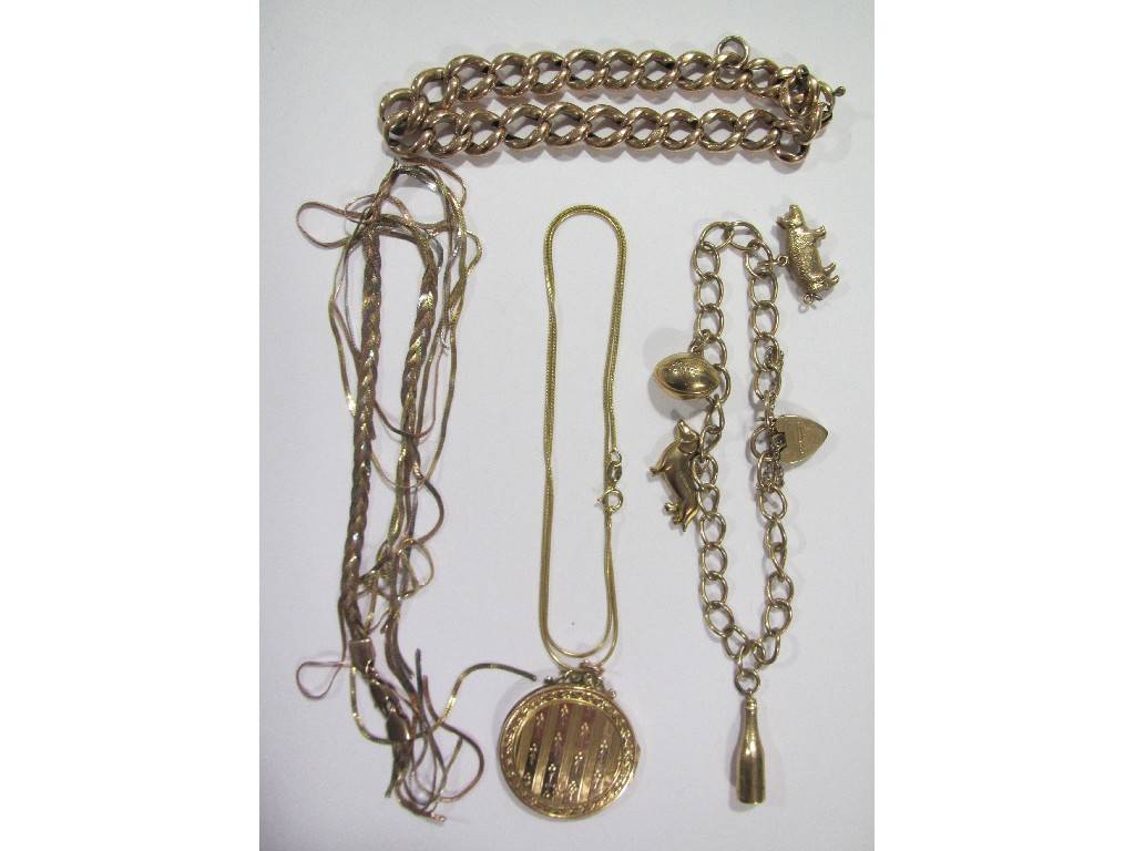 Appraisal: Lot of ct gold to include charm bracelet locket neckchain