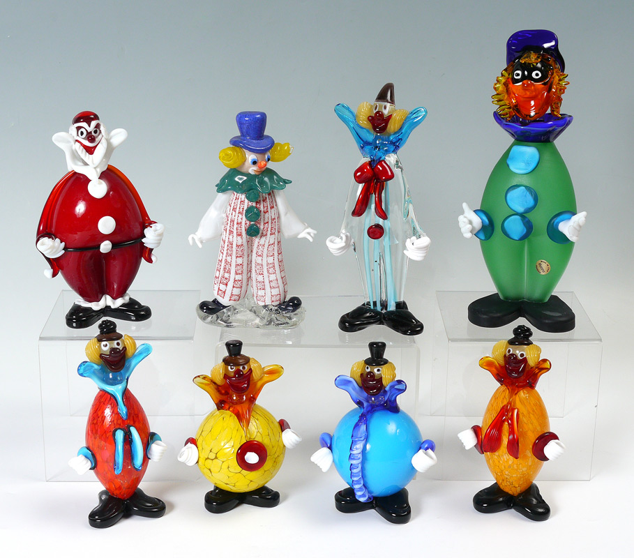 Appraisal: GROUP OF MURANO GLASS CLOWNS AND CZECH GLASS CLOWN Roly