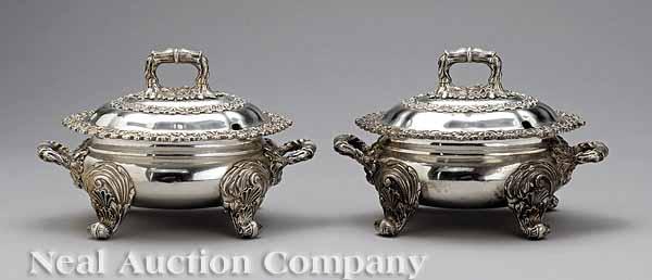 Appraisal: A Pair of Georgian Sheffield Plate Sauce Tureens with Covers