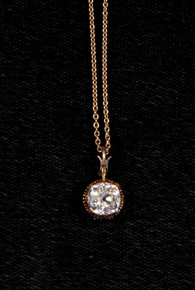 Appraisal: PENDANT - Antique Rose Gold Pendant set with old mine