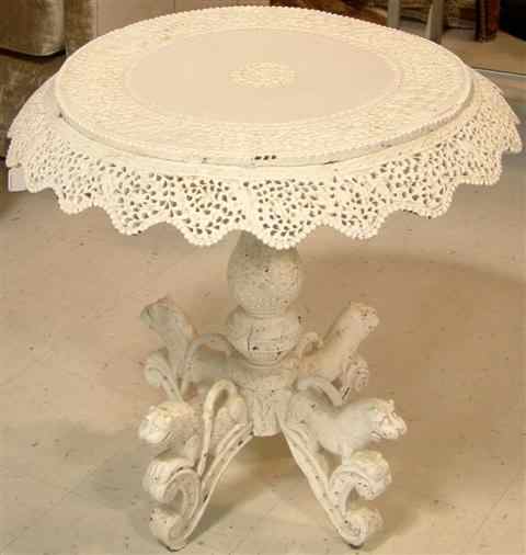 Appraisal: ANGLO INDIAN WHITE PAINTED CARVED SIDE TABLE the circular carved