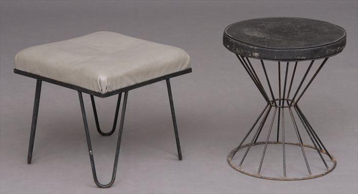 Appraisal: TWO WROUGHT IRON STOOLS and in x in diam