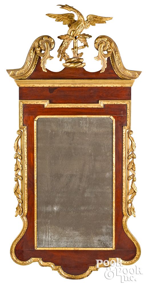 Appraisal: Mahogany and giltwood constitution mirror American or English mahogany and